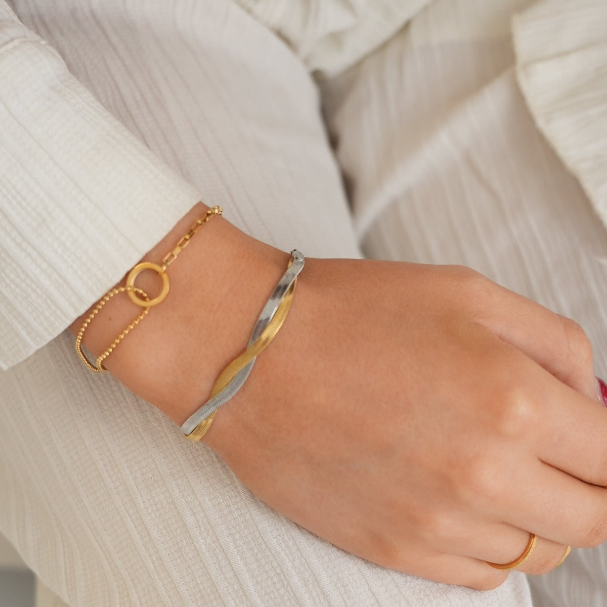 Tennis Box Hanger Armband - Goud