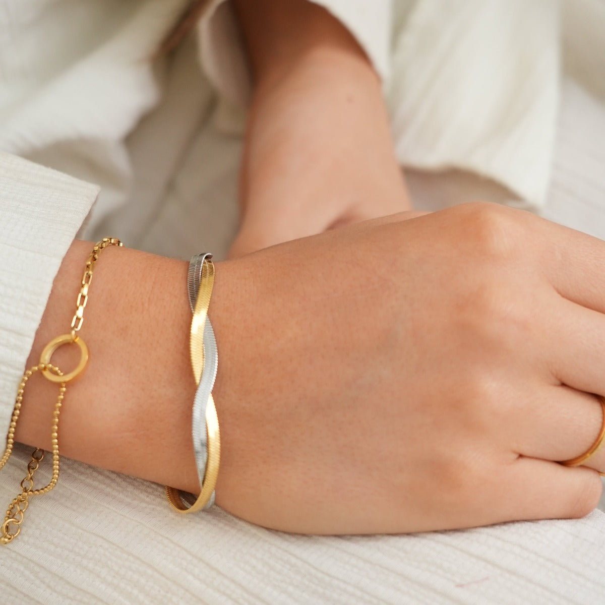 Tennis Box Hanger Armband - Goud