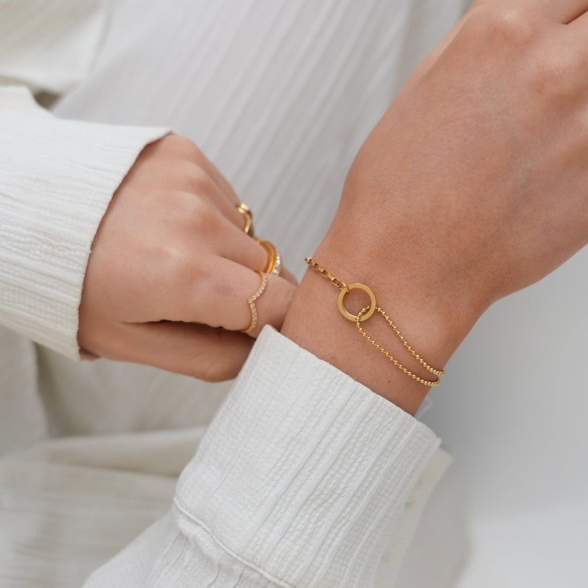 Tennis Box Hanger Armband - Goud