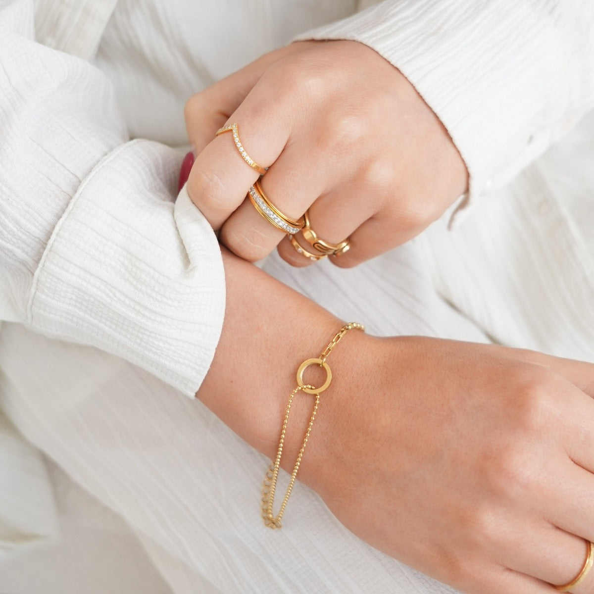 Tennis Box Hanger Armband - Goud