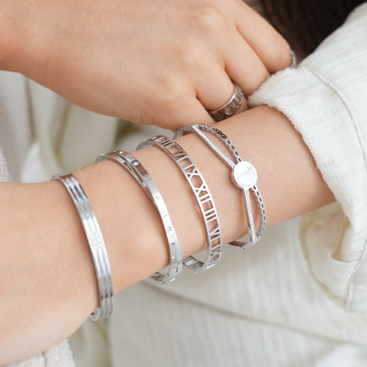 Venus Stone Bangle Armband - Zilver