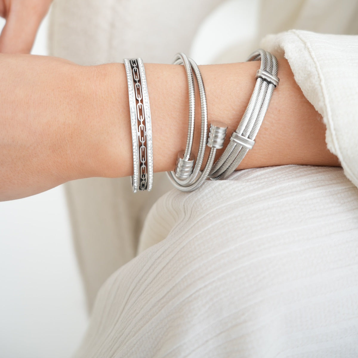 Ivy Stone Bangle Armband - Zilver