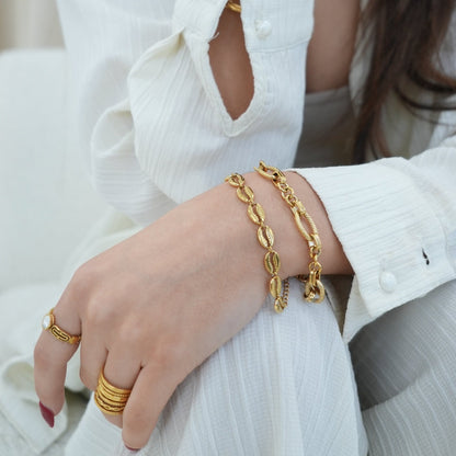 Schelp Link Armband - Goud