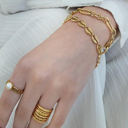 Schelp Link Armband - Goud