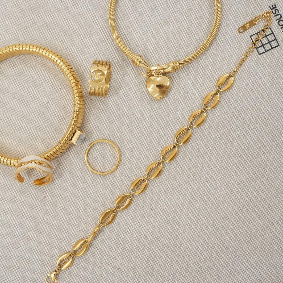 Schelp Link Armband - Goud