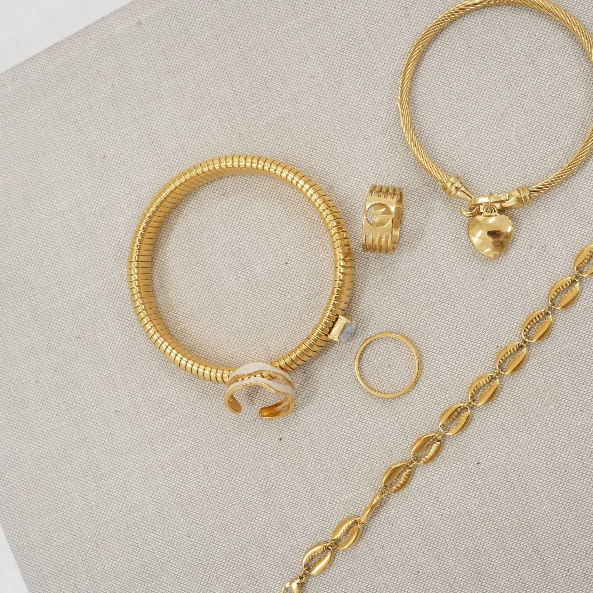 Chunky Stone Bangle - Goud