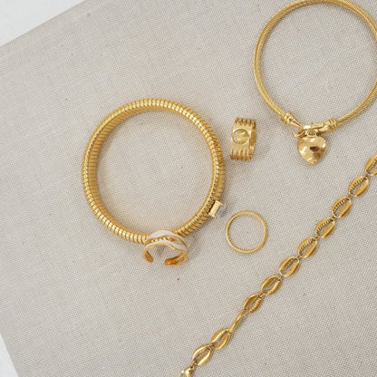 Chunky Stone Bangle - Goud