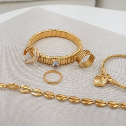 Chunky Stone Bangle - Goud