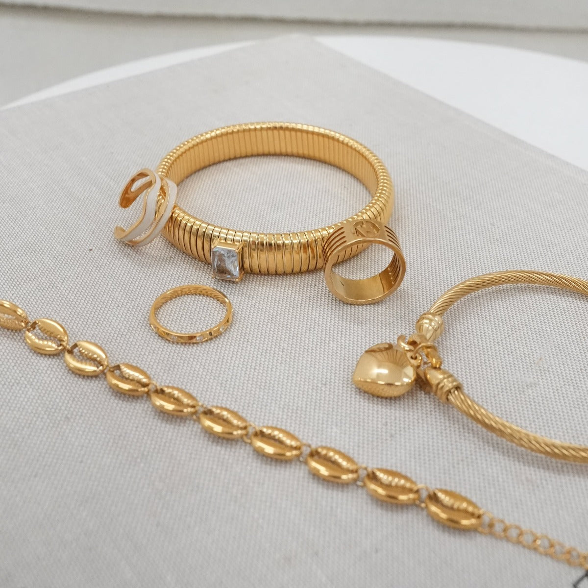 Chunky Stone Bangle - Goud