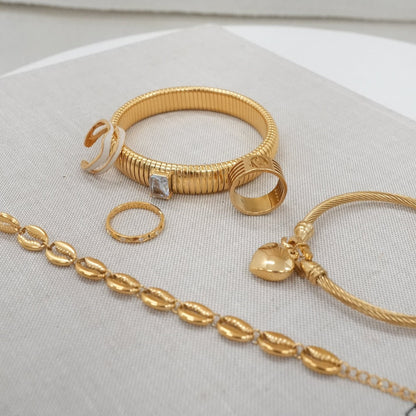 Chunky Stone Bangle - Goud