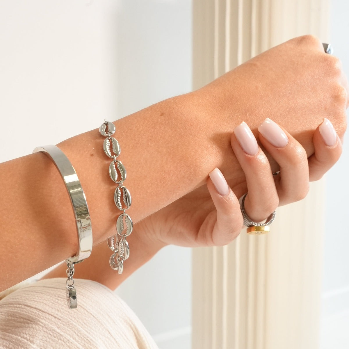 Schelp Link Armband - Zilver