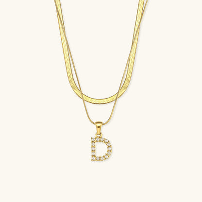 Fiona Gelaagde Gouden Initiaal Letter Ketting
