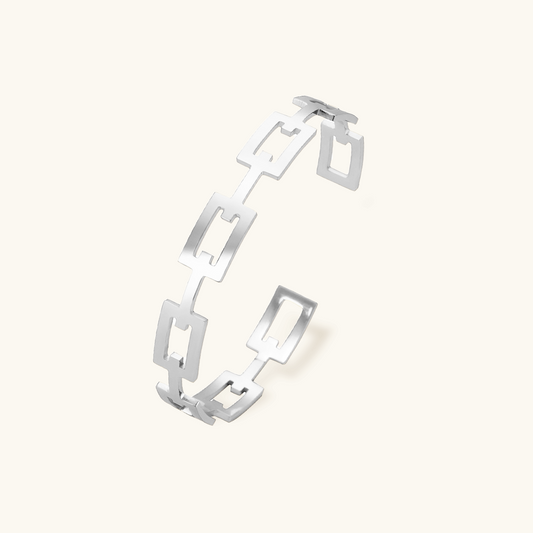Geometrische Bangle Armband - Zilver
