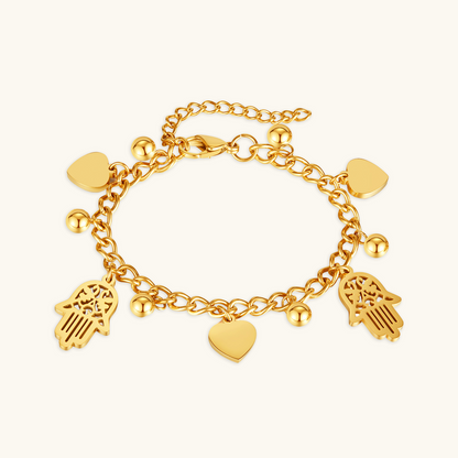 Hamsa Hart Bedelarmband - Goud