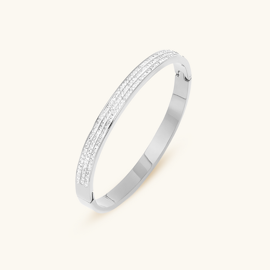 Luxe Steen Bangle Armband - Zilver