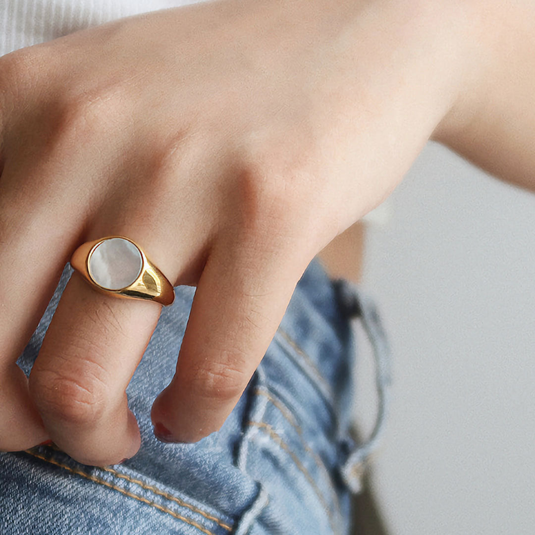 Moeder Van Parel Gouden Ring