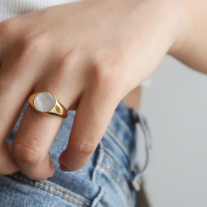 Moeder Van Parel Gouden Ring