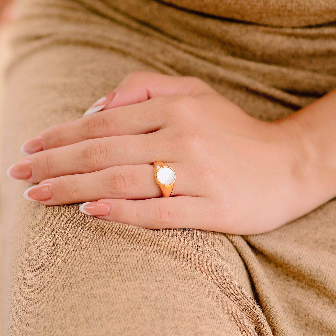 Moeder Van Parel Gouden Ring