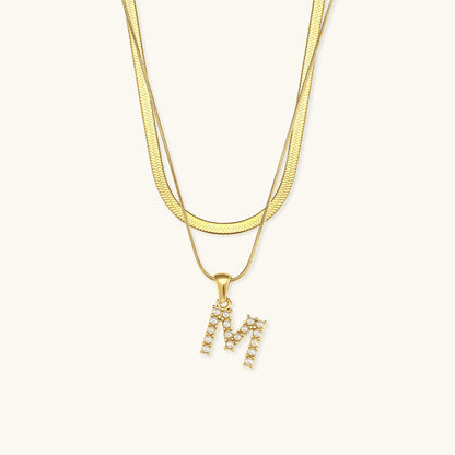 Fiona Gelaagde Gouden Initiaal Letter Ketting