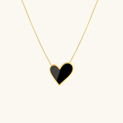 Marmeren Hart Hanger Ketting - Goud/Zwart
