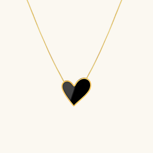 Marmeren Hart Hanger Ketting - Goud/Zwart
