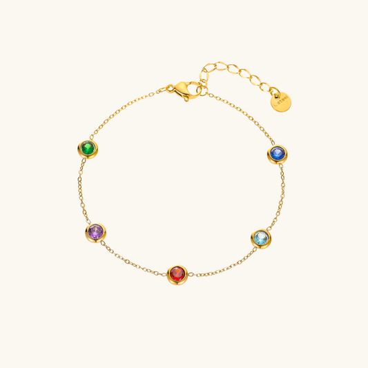 Multi-Kleurige Steen Armband - Goud