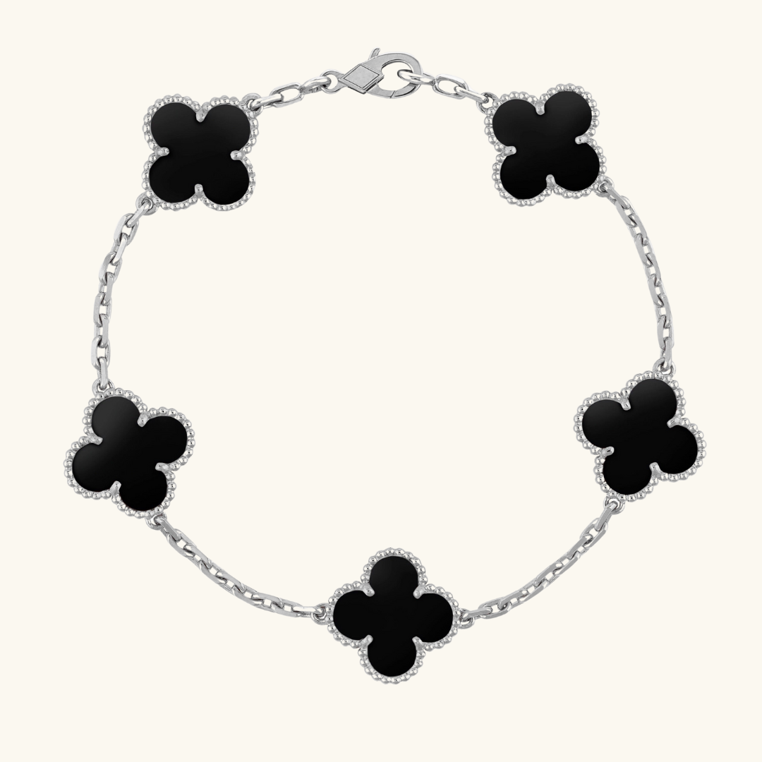 CLOVER | Zwart/Zilveren Armband