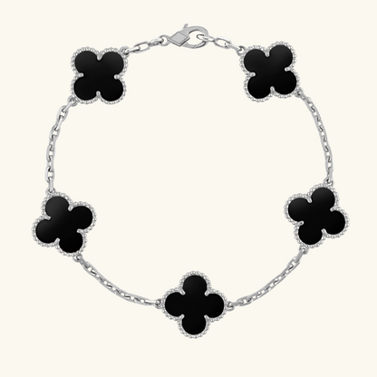 CLOVER | Zwart/Zilveren Armband