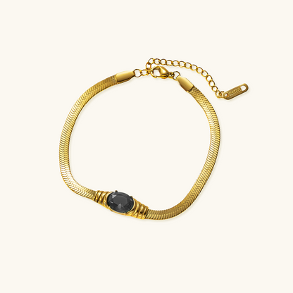 Onyx Gem Slangenketting Armband - Goud
