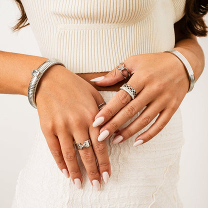 Chunky Stone Bangle - Zilver