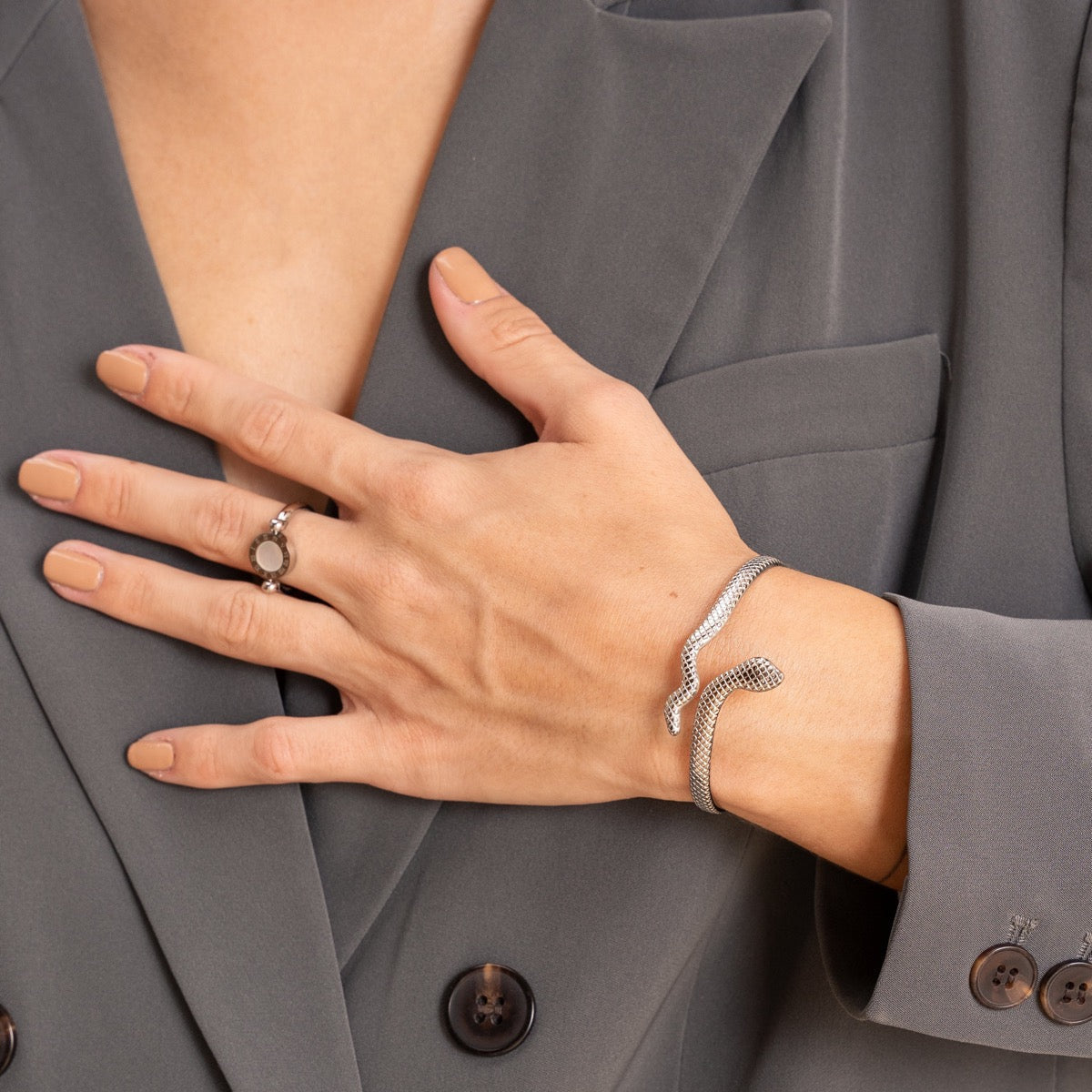 Serpent Bangle Bracelet - Zilver