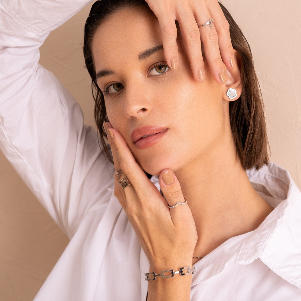 Geometrische Bangle Armband - Zilver