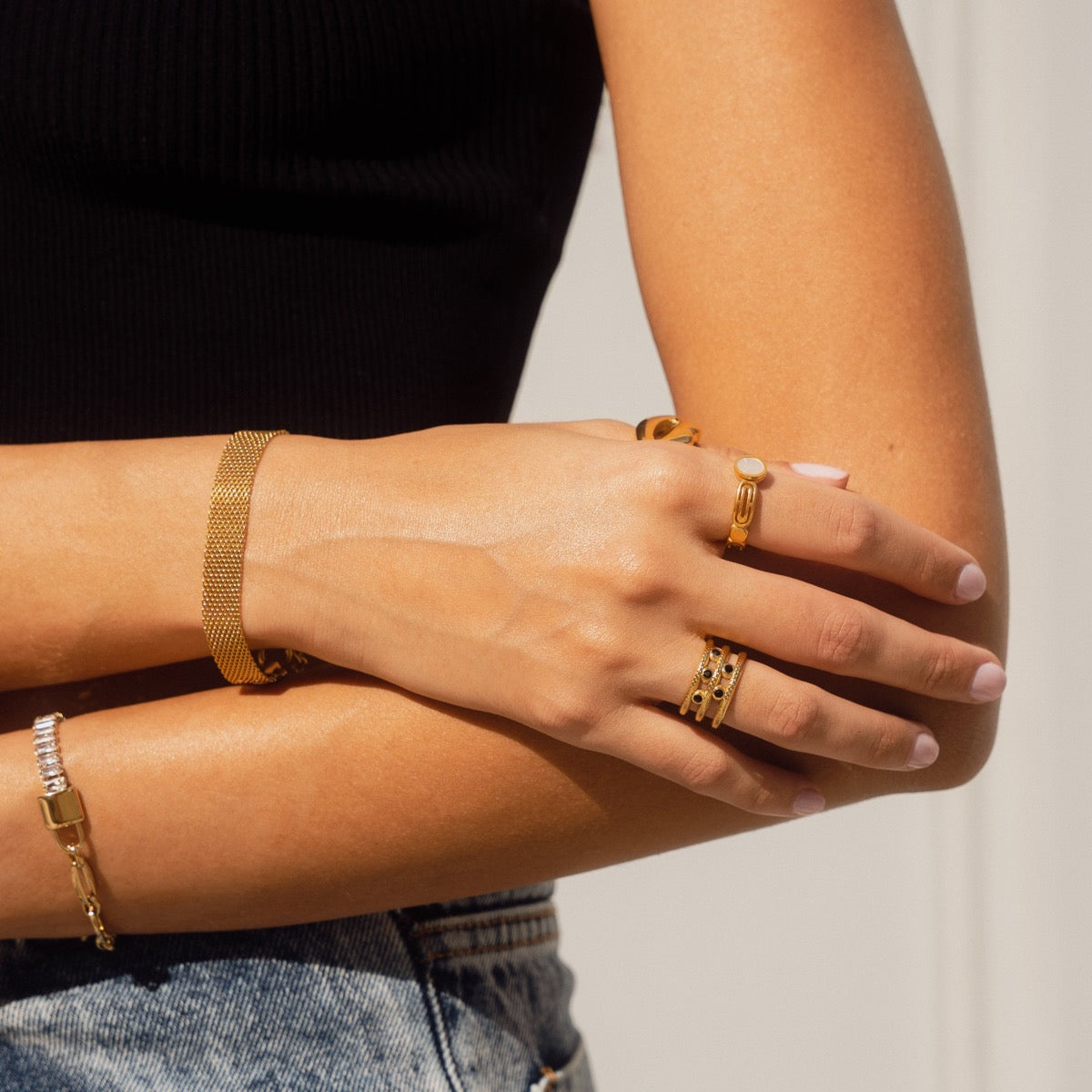 Mesh Loop Lock Armband - Goud