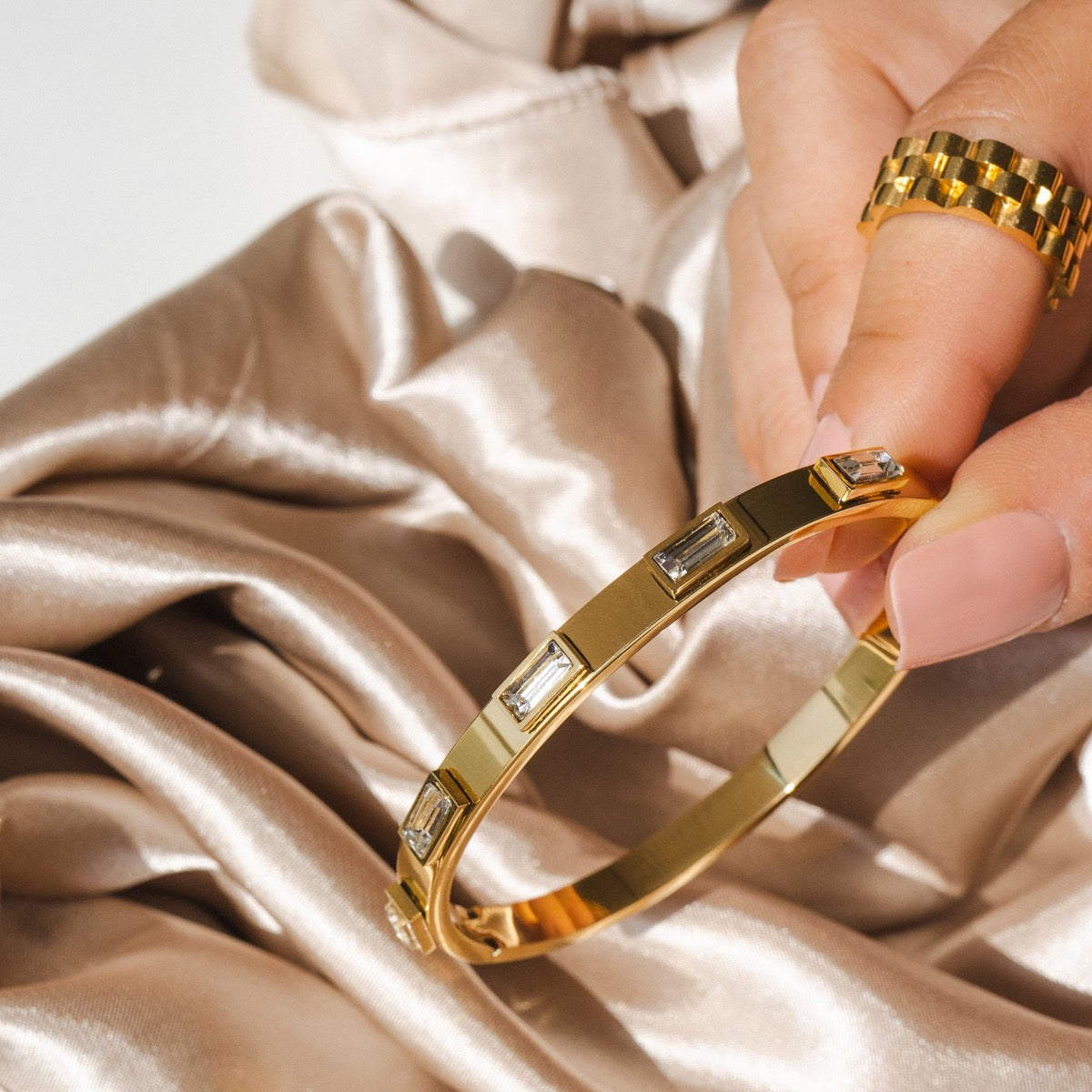 Cubic Stone Armband - Goud