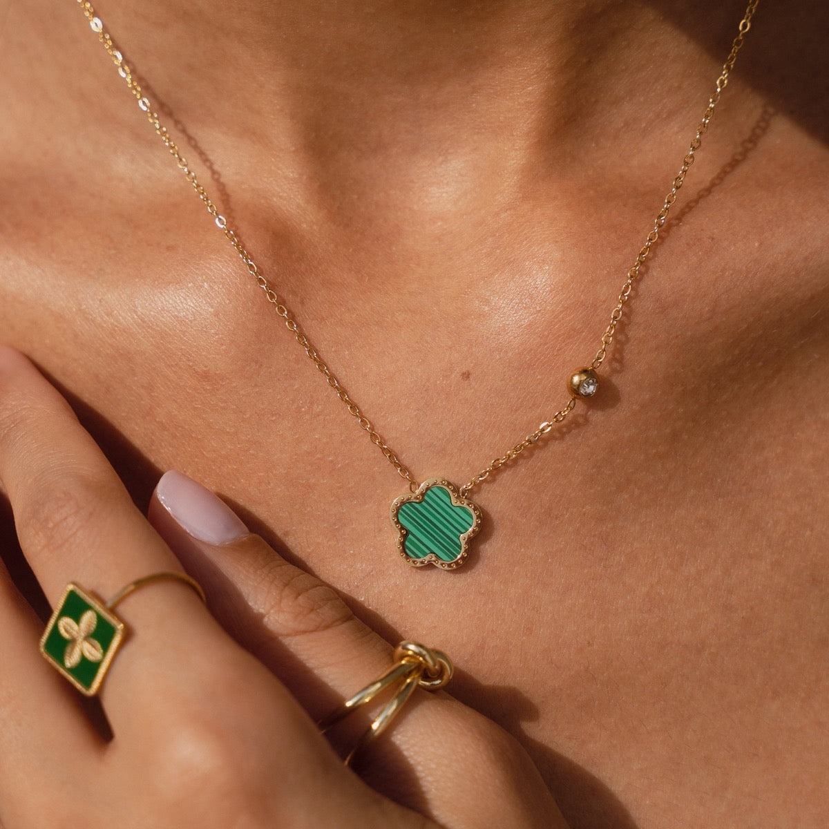 Quadrofolio Hanger Ketting - Goud/Groen