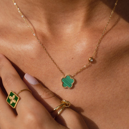 Quadrofolio Hanger Ketting - Goud/Groen