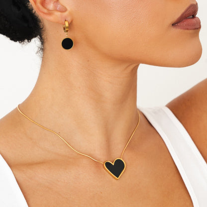 Marmeren Hart Hanger Ketting - Goud/Zwart