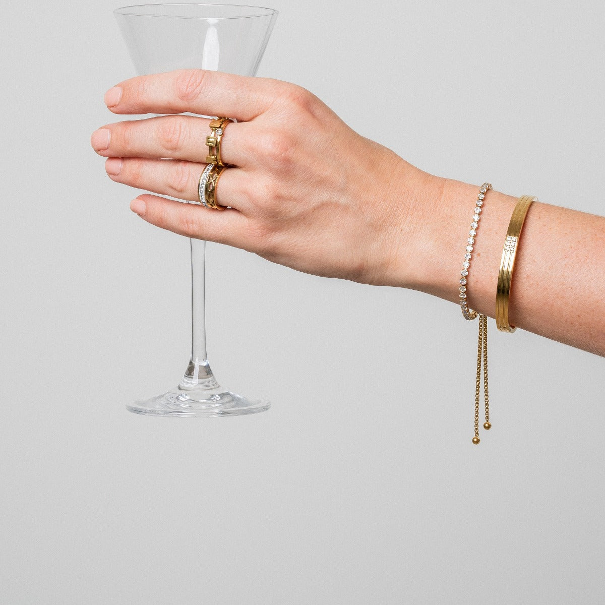 Gegraveerde Steen Bangle Armband - Goud