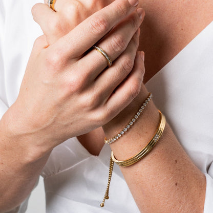 Gegraveerde Steen Bangle Armband - Goud