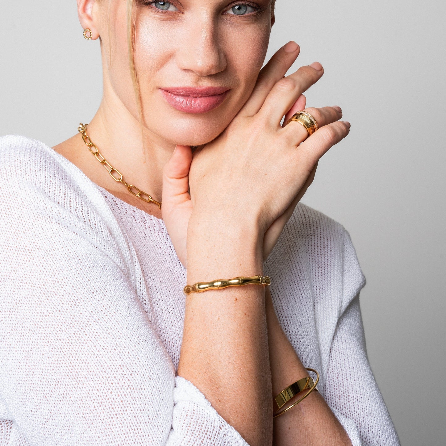 Bamboe Bangle Armband - Goud