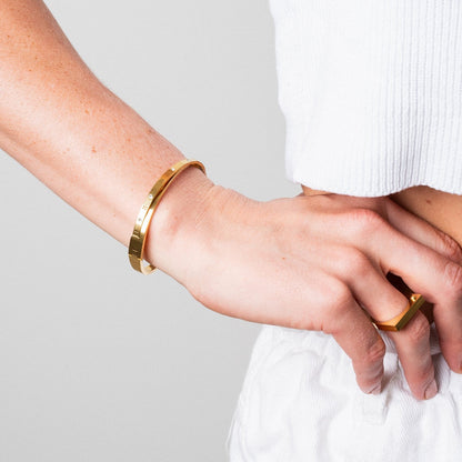 Romeinse Cijfer Verweven Bangle Armband - Goud