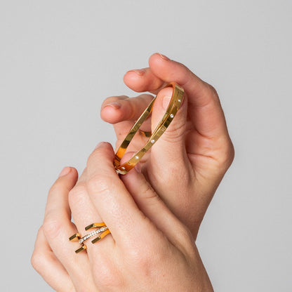 Romeinse Cijfer Verweven Bangle Armband - Goud