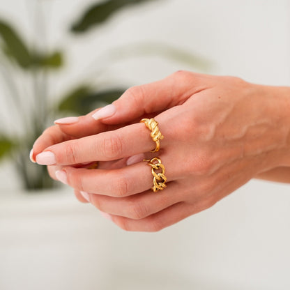 Verstelbare Maat Curb Ring - Goud