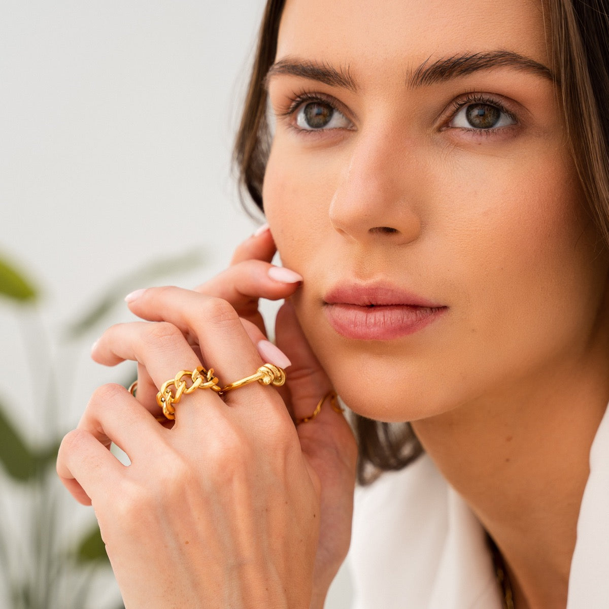 Verstelbare Maat Curb Ring - Goud