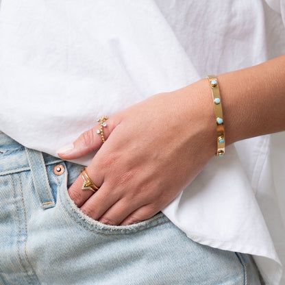 Aqua Stone Bangle Armband - Goud