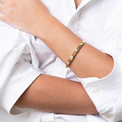 Aqua Stone Bangle Armband - Goud