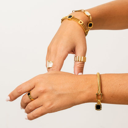 Onyx Hanger Armband - Goud