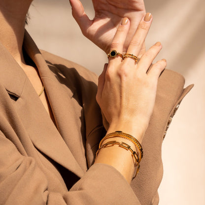 Geometrische Bangle Armband - Goud