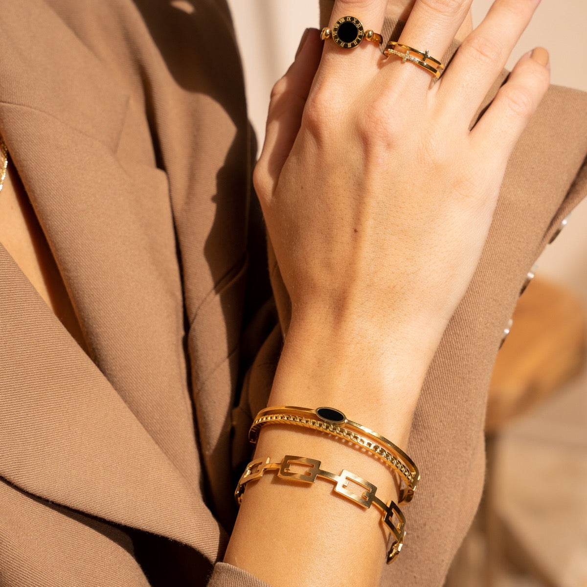 Geometrische Bangle Armband - Goud