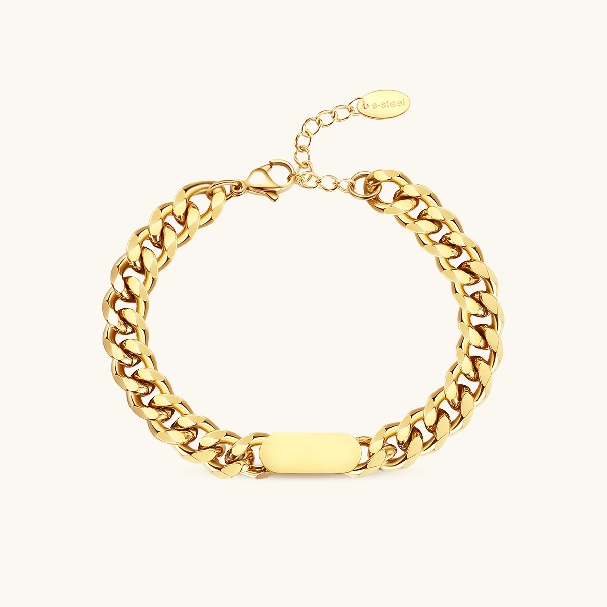 Rechthoekige Curb Kettingarmband - 18K Verguld
